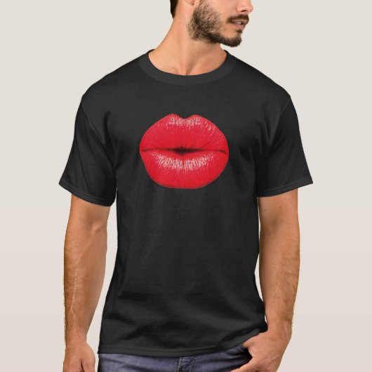 T-shirt Baiser pop art rouge lèvres (Devant)