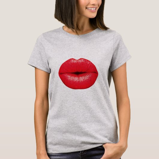 T-shirt Baiser pop art rouge lèvres (Devant)