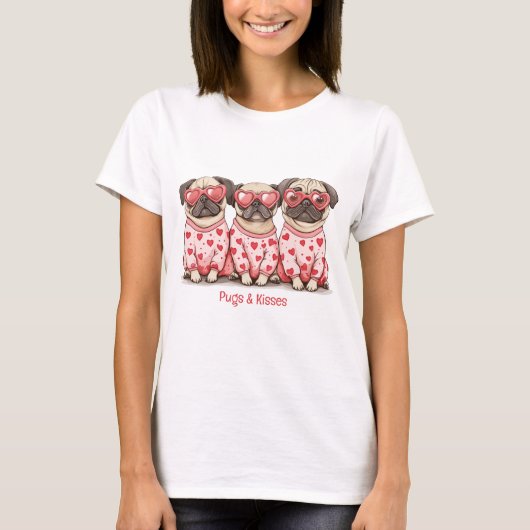 T-shirt Baisers et pug de la Saint-Valentin (Devant)
