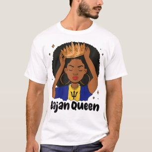 T-shirt Bajan Queen Black Afro Barbados Flag Pride Barbadi