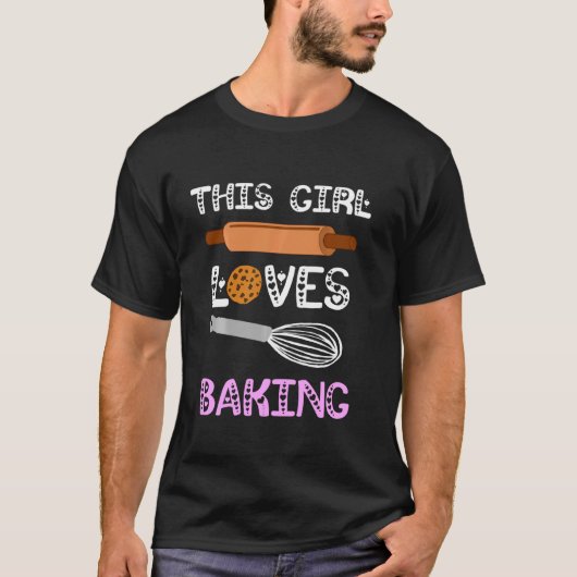 T-shirt Baker Cette Fille Aime Cuisiner Cookies Gâteau Cou (Devant)
