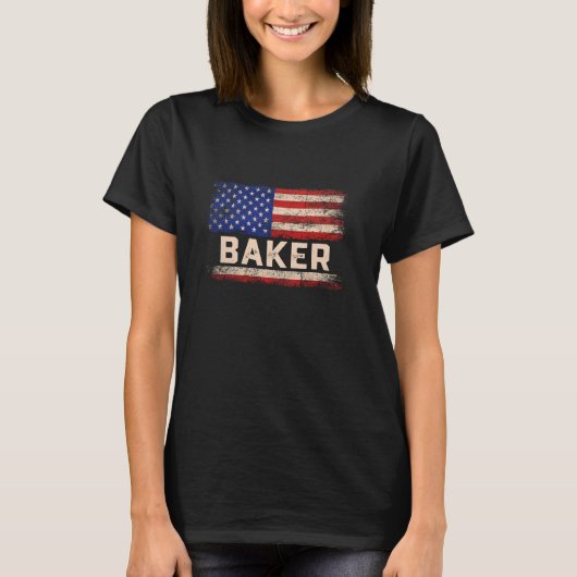 T-shirt Baker Nom Shirt Baker Nom American Flag (Devant)