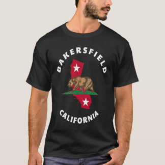 T-shirt Bakersfield California CA Flag and Bear Badge Souv