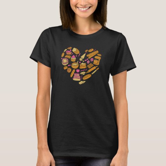 T-shirt Baking Baker Cupcakes Heart Cakes Pain Cakes Bakin (Devant)