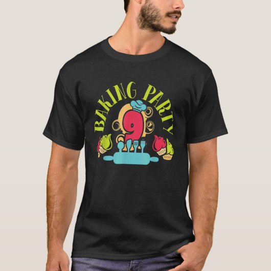 T-shirt Baking Party 9e anniversaire Rollday Pin Chef Casq (Devant)