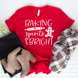 T-shirt Baking Spirits brillant Moderne Red femmes Noël