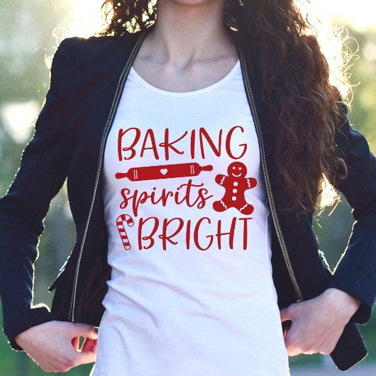 T-shirt Baking Spirits brillant Moderne Red femmes Noël