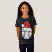 T-Shirt Bal de baseball de Noël Chapeau de Noël (Devant entier)