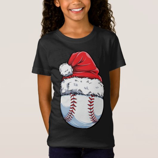 T-Shirt Bal de baseball de Noël Chapeau de Noël (Devant)