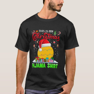 T-shirt Bal de crosse Santa Chapeau lumières de Noël Drôle