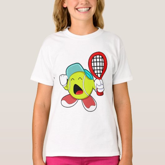 T-shirt Bal de tennis avec raquette de tennis (Devant)