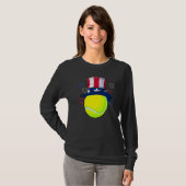 T-shirt Bal De Tennis Et Oncle Sam Casquette Drapeau Améri (Devant entier)