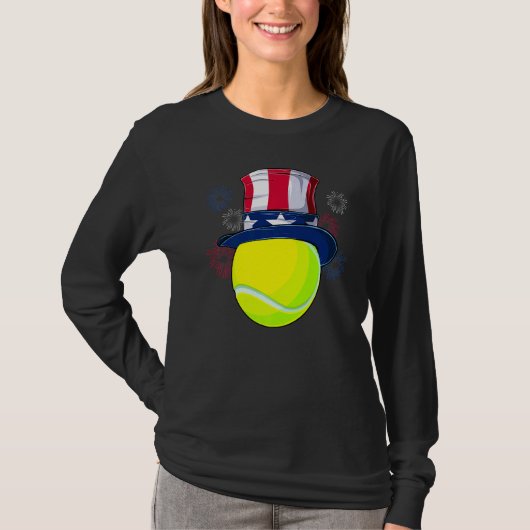 T-shirt Bal De Tennis Et Oncle Sam Casquette Drapeau Améri (Devant)