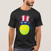 T-shirt Bal De Tennis Et Oncle Sam Casquette Drapeau Améri (Devant)