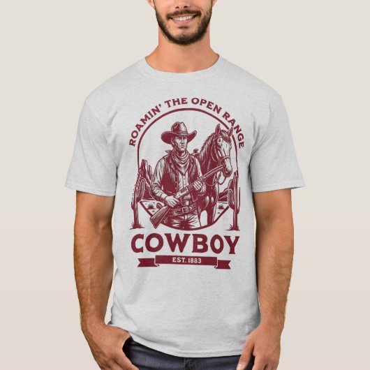 T-shirt Balade dans l'Open Range – Cowboy Occidental Vinta (Devant)