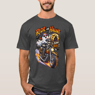 T-shirt Balade d'Halloween ou Haie Un Motard Squelette oss