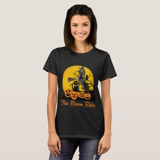 T-shirt Balades en salle libre Halloween Chats sorciers Ci (Devant entier)