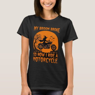 T-shirt Balai Casse Sorcière Halloween Moto Chauves-Souris