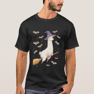 T-shirt Balai de sorcière drôle Amoureux de lama Halloween