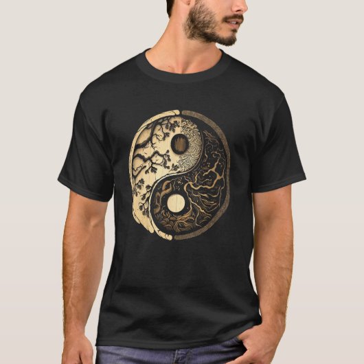 T-shirt Balance and Harmony Yin Yang Symbol with Trees (Devant)