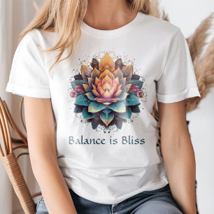 T-shirt "Balance is Bliss" Fleur de Lotus Vintage colorée