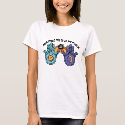 T-shirt Balancing Vibes Soleil & Lune Celestial Hamsa (Devant)