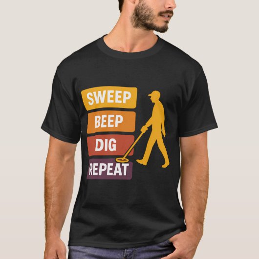 T-shirt Balayage Bip Creuser Répéter Détection de Métaux (Devant)