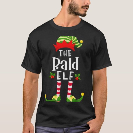 T-shirt Bald Christmas Elf Matching Pajama X-mas Party  (Devant)