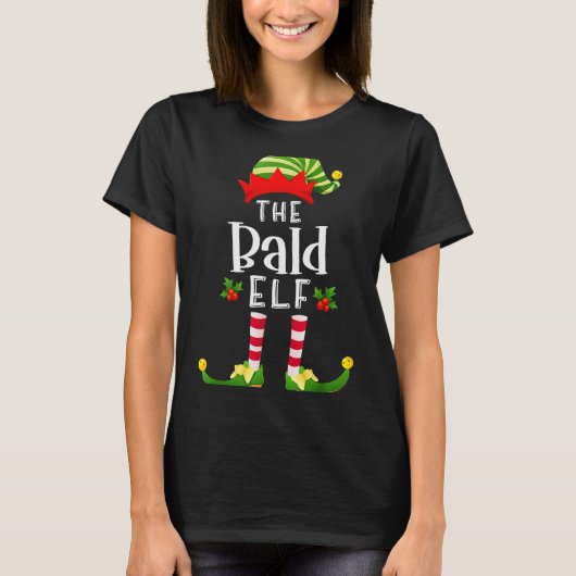 T-shirt Bald Christmas Elf Matching Pajama X-mas Party (Devant)