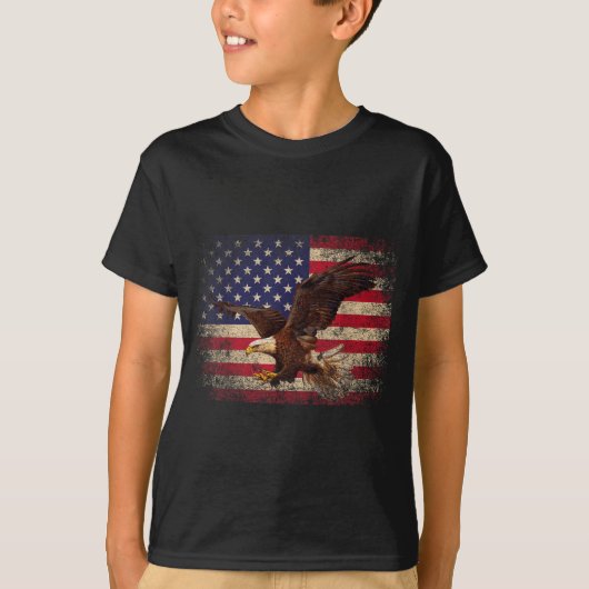 T-shirt Bald Eagle 4th Of July Christmas Gift American Fla (Devant)