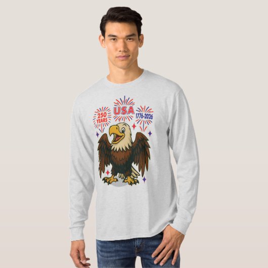 T-shirt Bald Eagle avec Fireworks - USA 250 ans 1776-2026 (Devant entier)