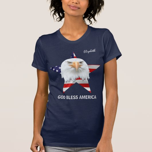 T-shirt Bald Eagle, Etoile, Drapeau personnalisable élégan (Devant)