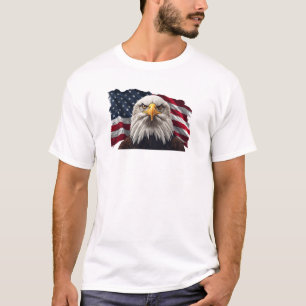 T-shirt Bald Eagle Face avec drapeau américain