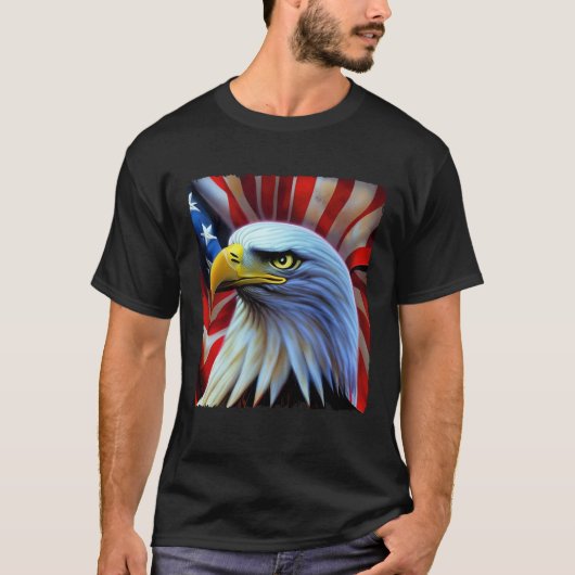 T-shirt Bald Eagle On American Flag USA 4th of July Party  (Devant)