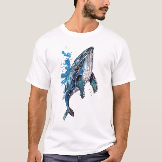 T-shirt Baleine à bosse bleue (Devant)