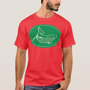 T-shirt Baleine à bosse minimaliste verte et blanche