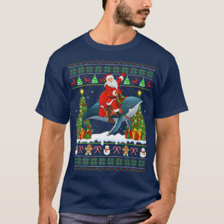T-shirt Baleine Bleue Amant Vilain Père Noël équitation Ba