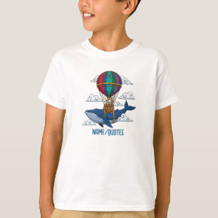 T-shirt Baleine bleue volant avec montgolfière