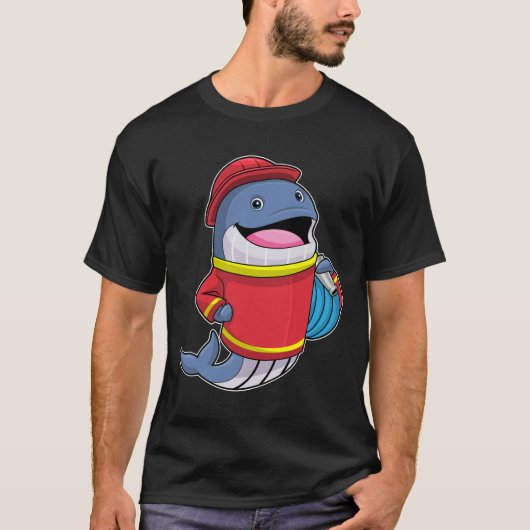 T-shirt Baleine comme pompier avec tuyau (Devant)