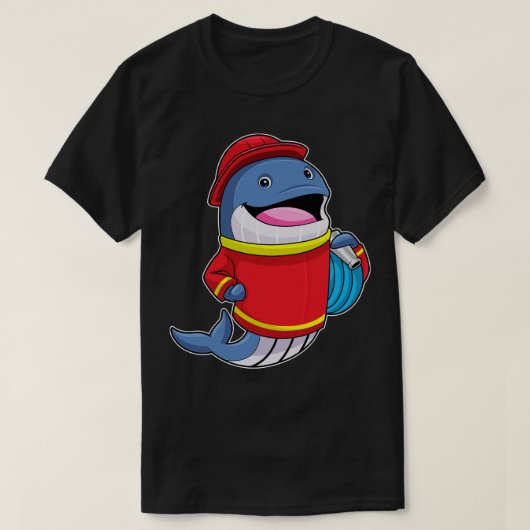 T-shirt Baleine comme pompier avec tuyau (Design devant)