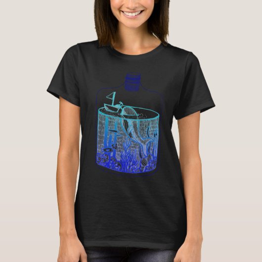 T-shirt Baleine dans un pot - Dégradé bleu (Devant)