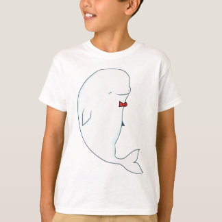 T-shirt baleine de beluga de kawaii avec le bowtie rouge
