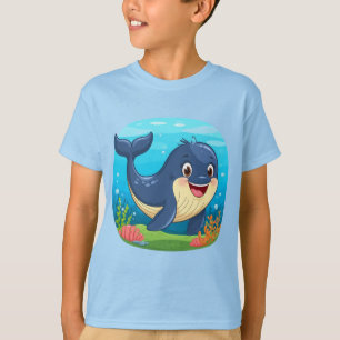 T-shirt Baleine de dessin animé souriante mignonne