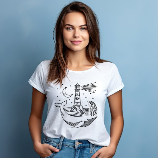 T-shirt Baleine de lune phare