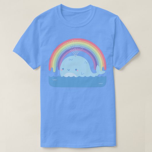 T-shirt Baleine mignonne et arc-en-ciel (Design devant)