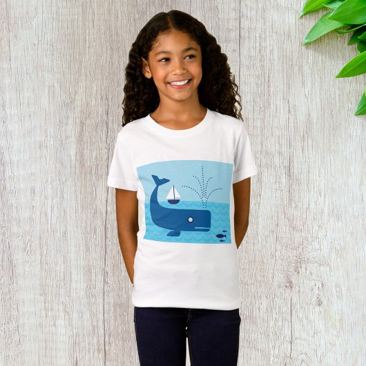 T-Shirt Baleine nautique et voilier Océan Blue Sea