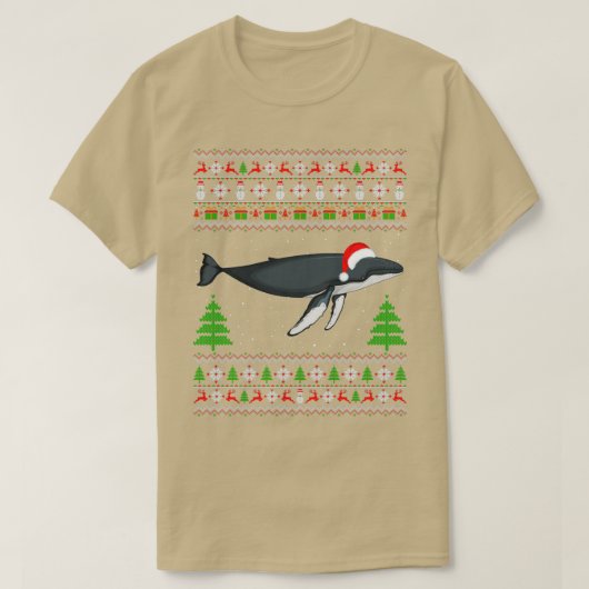 T-shirt Baleine Noël Chemise laide Santa Hat Funny Whale L (Design devant)