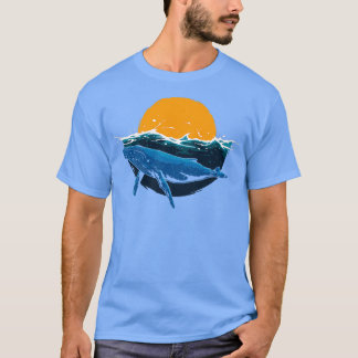 T-shirt Baleine Noir Orca Océan de natation Lever du solei