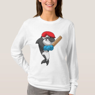 T-shirt Baleine tueuse au cricket avec chauve-souris de cr