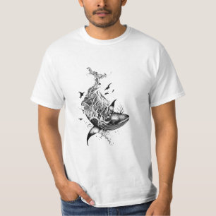 T-shirt Baleine Wild Animal Nature Illustration Art tatoua